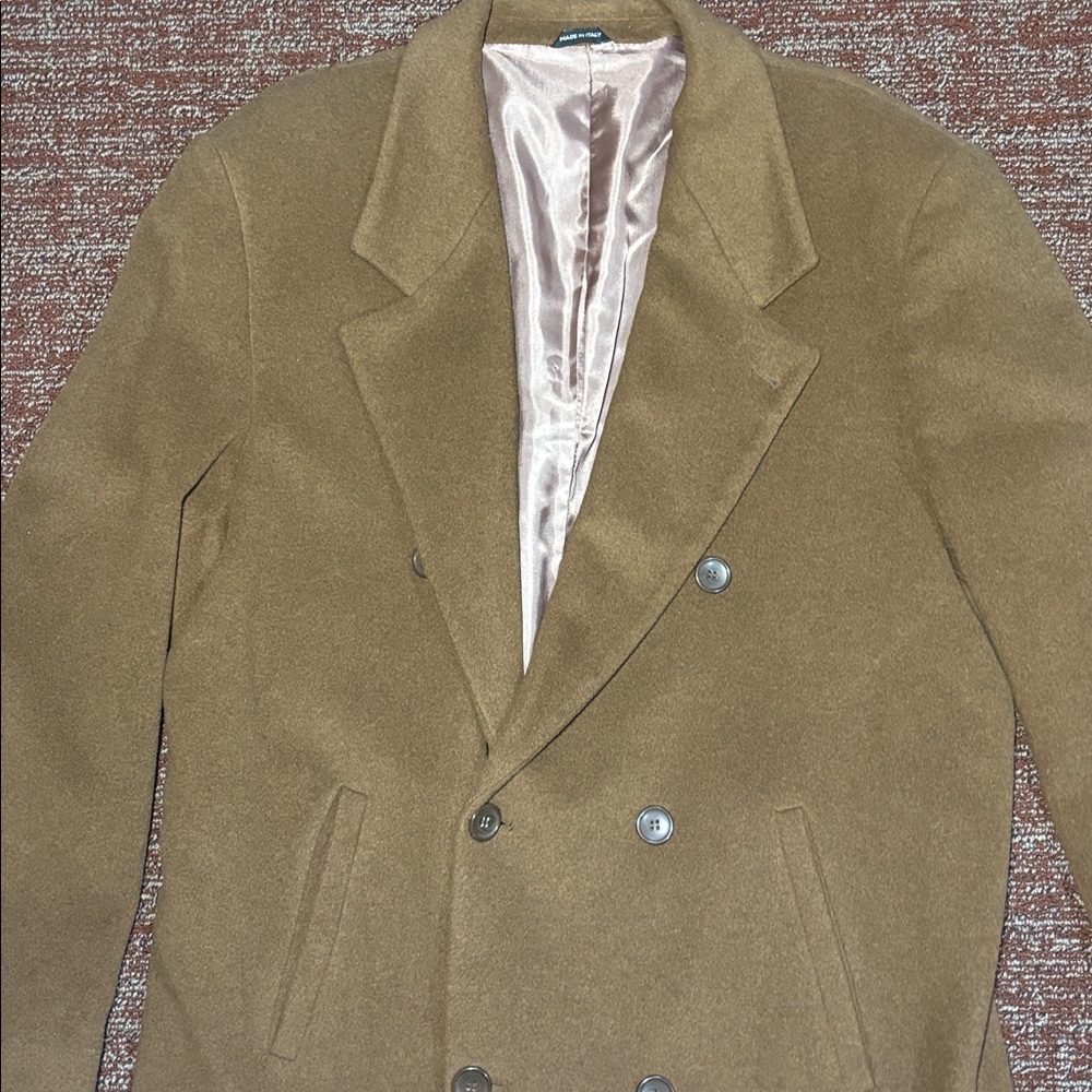 Valentuomo Men's cashmere/wool long Brown Double-Breasted Coat men’s dress coat - Picture 3 of 16